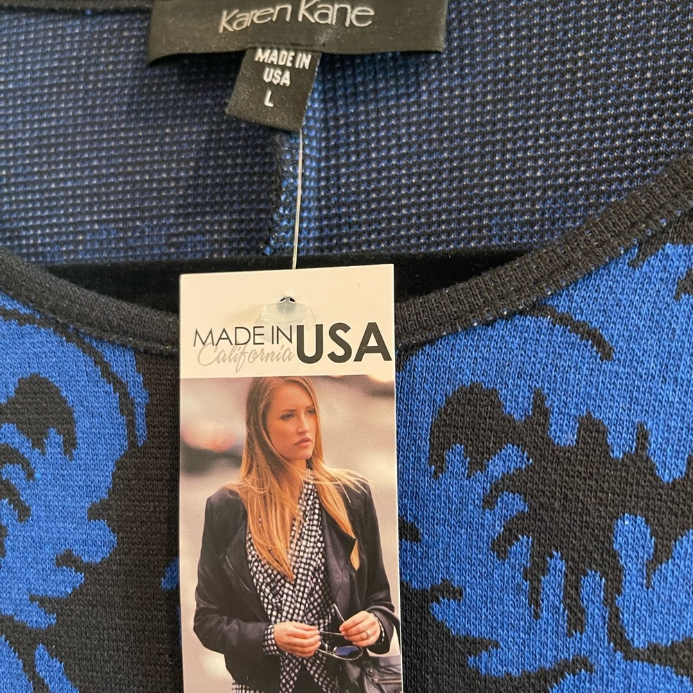 Karen Kane Blue and Black Patterned Midi Dress - Picture 3 of 4